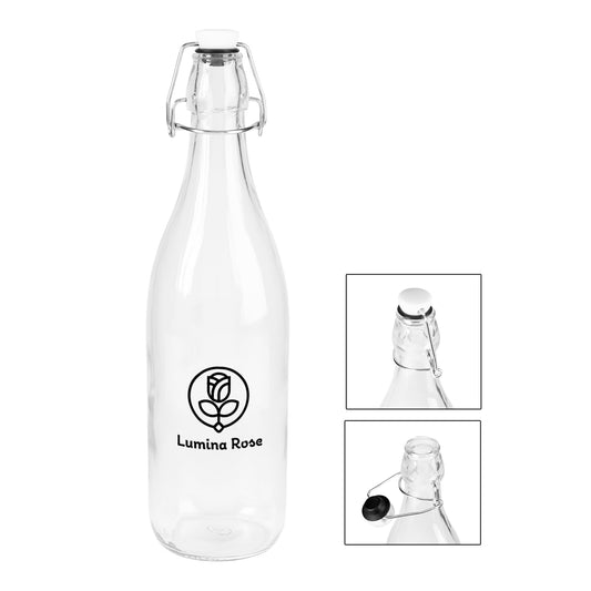 Custom logo 1 Liter Swing Top Glass Bottle