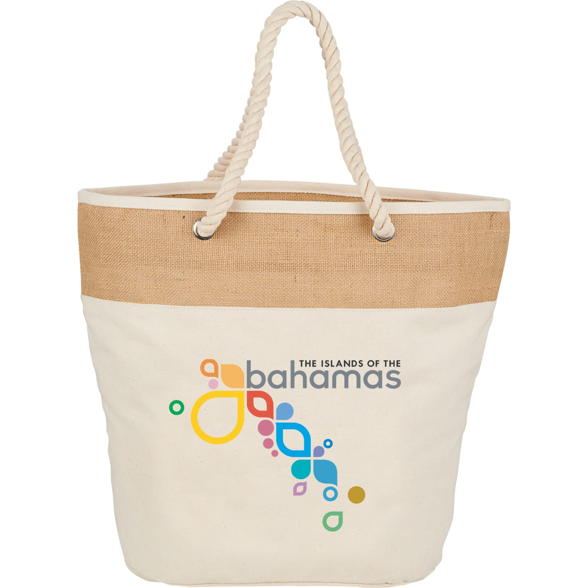 Custom logo Jute Accent 12oz Cotton Canvas Rope Tote