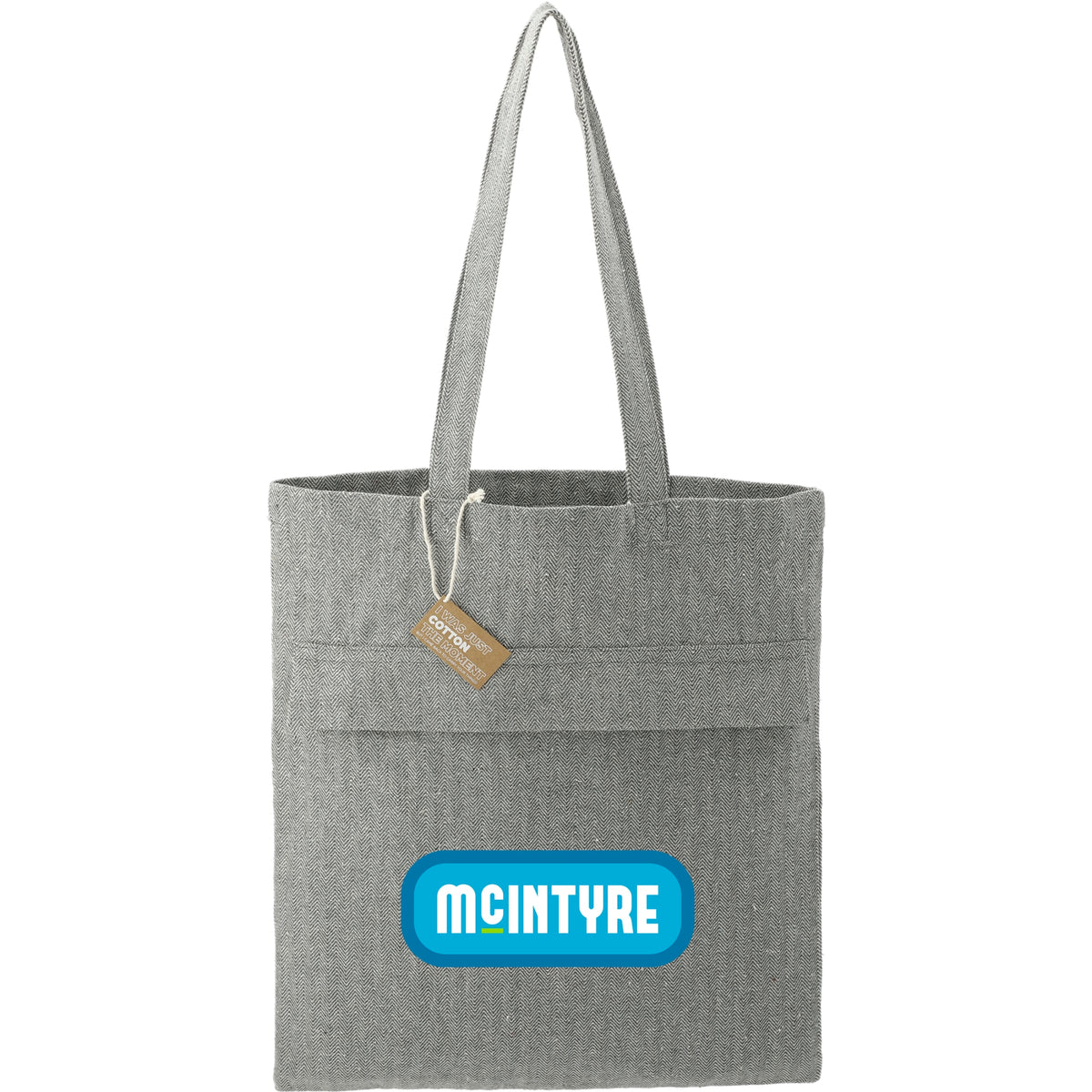 Custom logo Recycled Cotton Herringbone Tote w/Zip Pocket