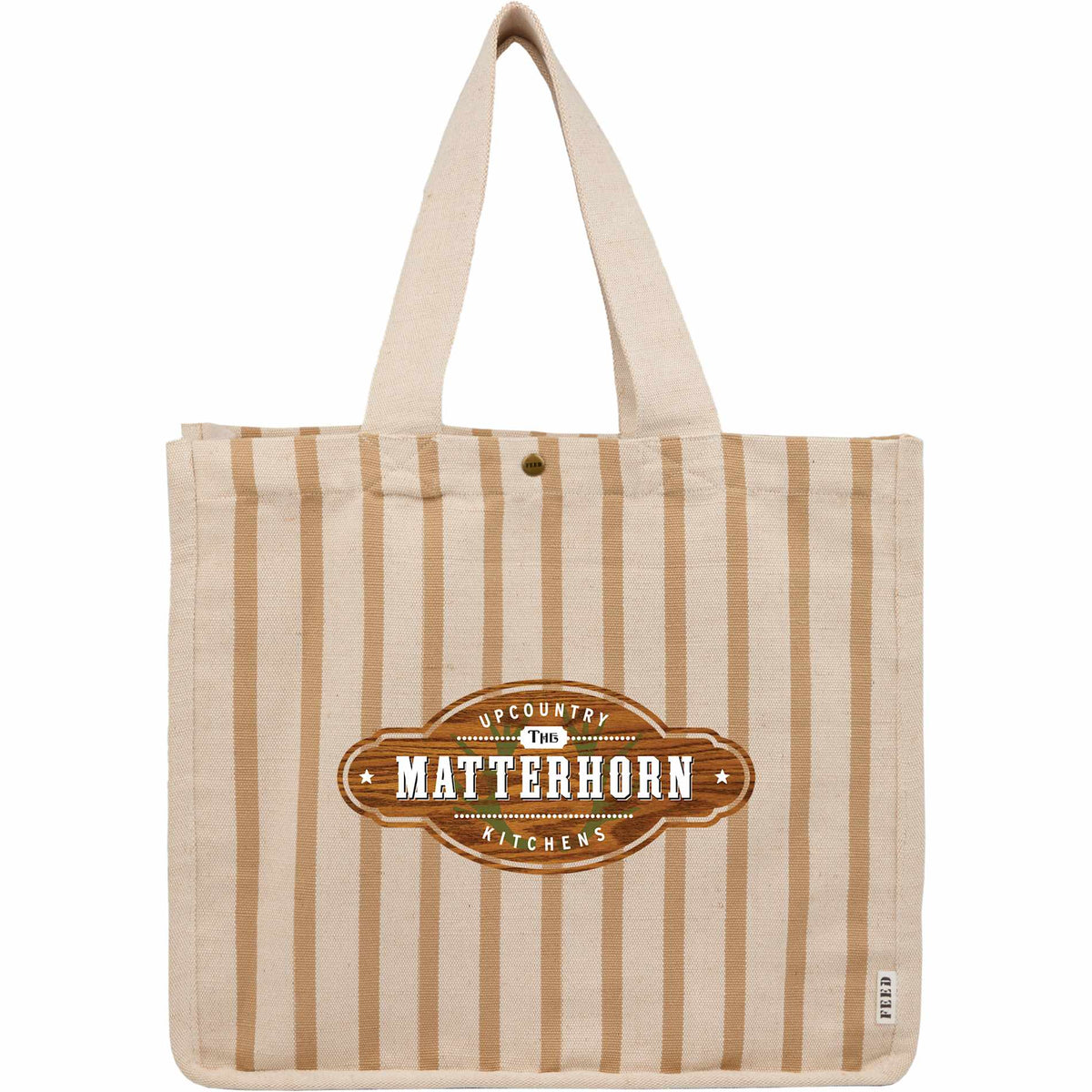 Custom logo FEED Cotton and Jute Striped Tote