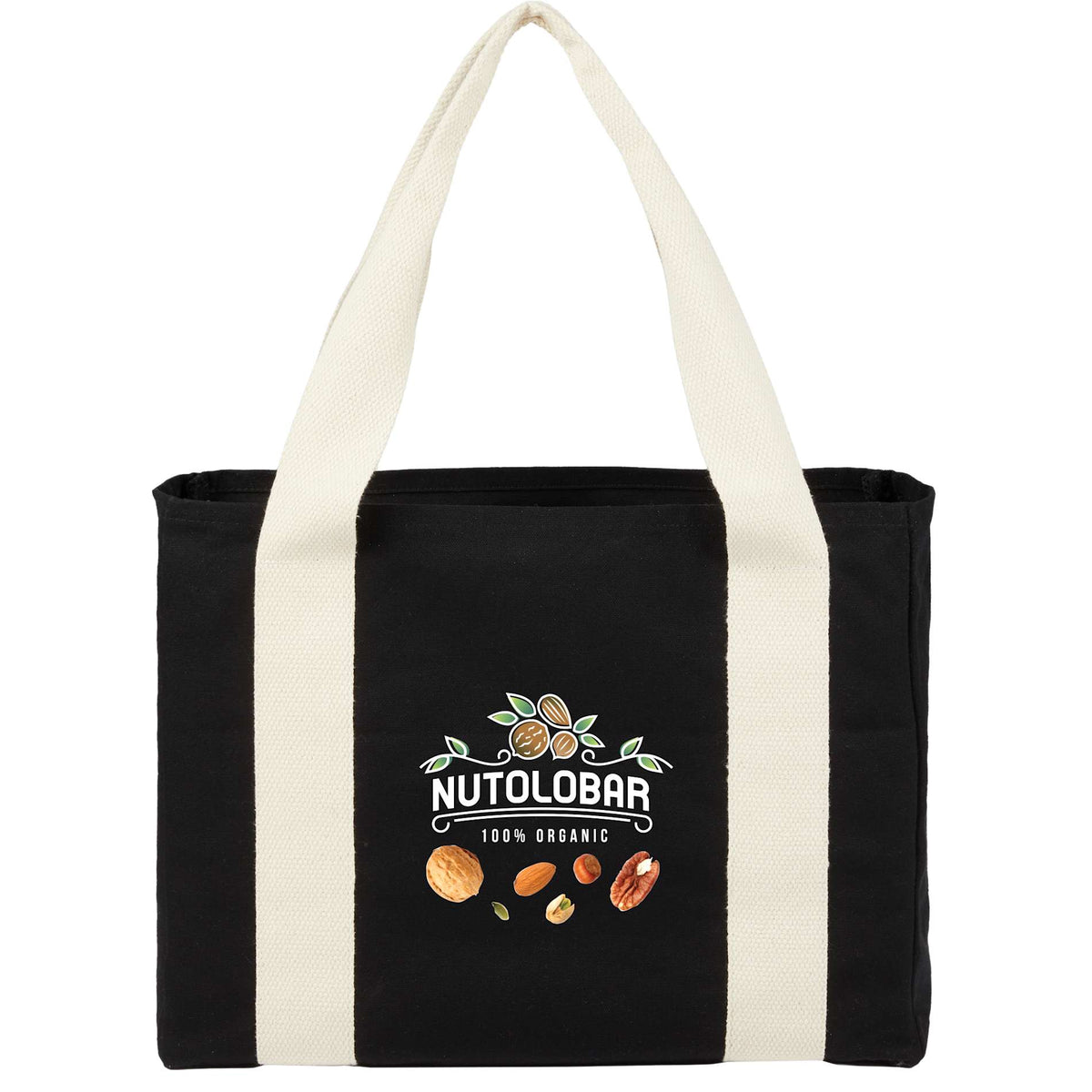 Custom logo 12oz Cotton Shopper Tote with Contrast Handles