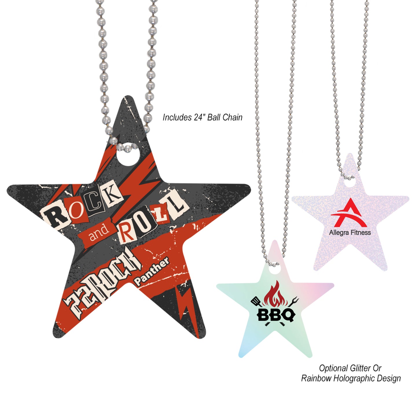 Acrylic Charm With Chain - Star