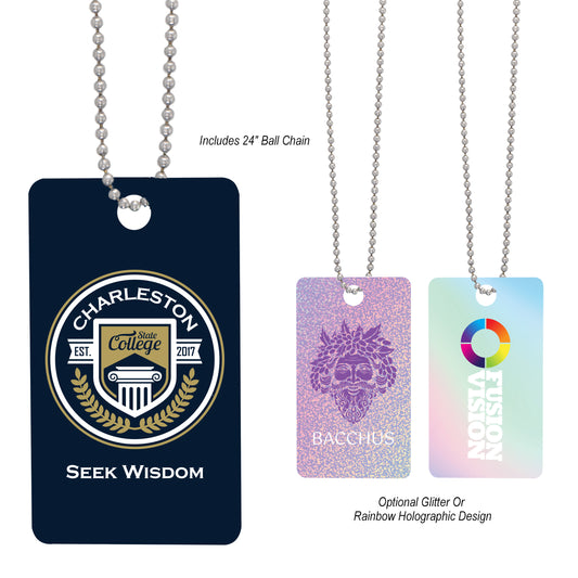 Custom logo Acrylic Charm With Chain - Rectangle