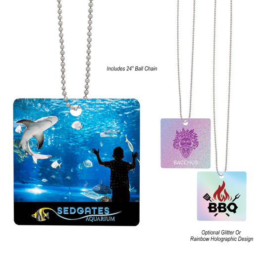 Custom logo Acrylic Charm With Chain - Square