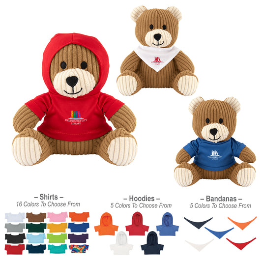 Custom logo 6" Barry Corduroy Bear