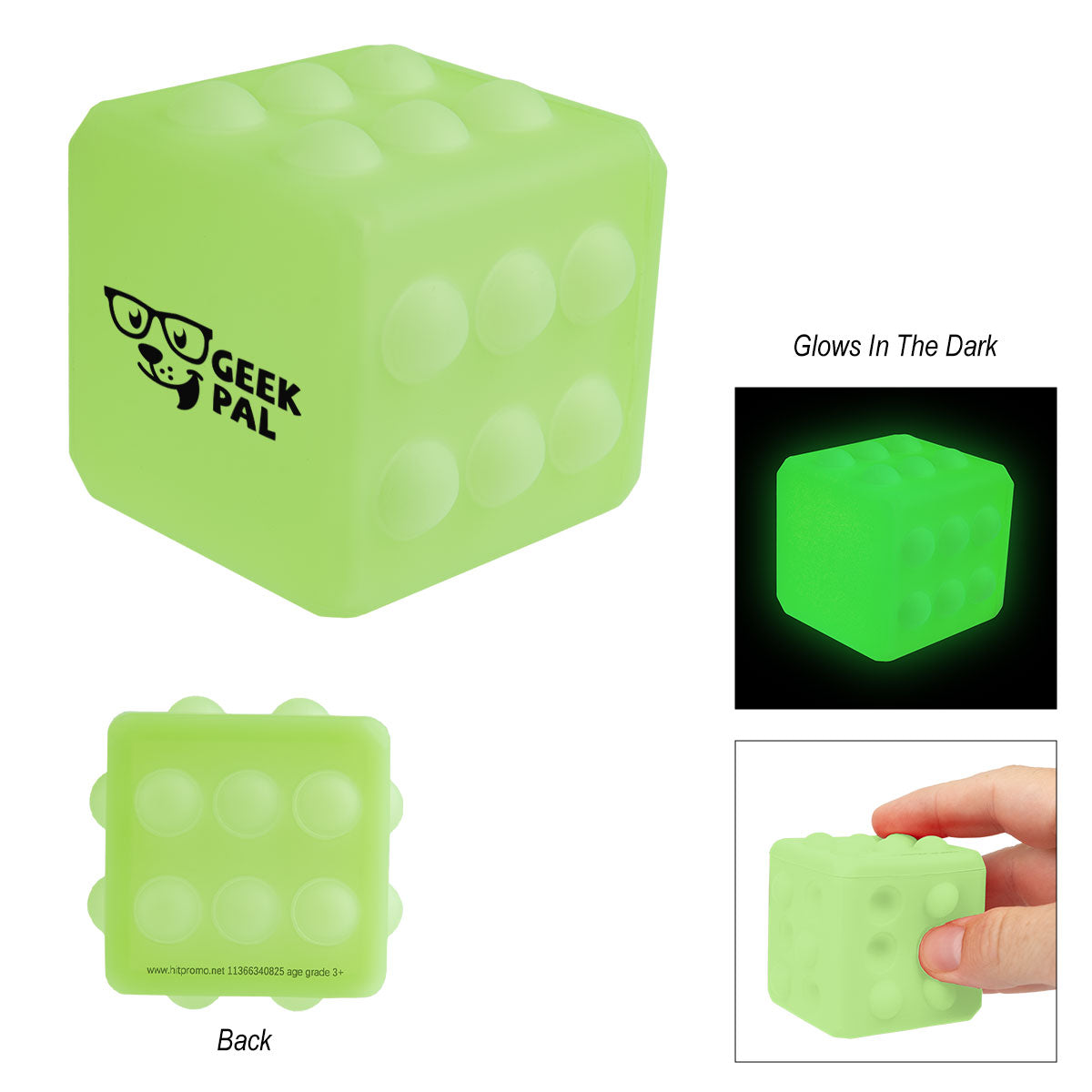 Custom logo Glow-In-The-Dark Push Pop Cube