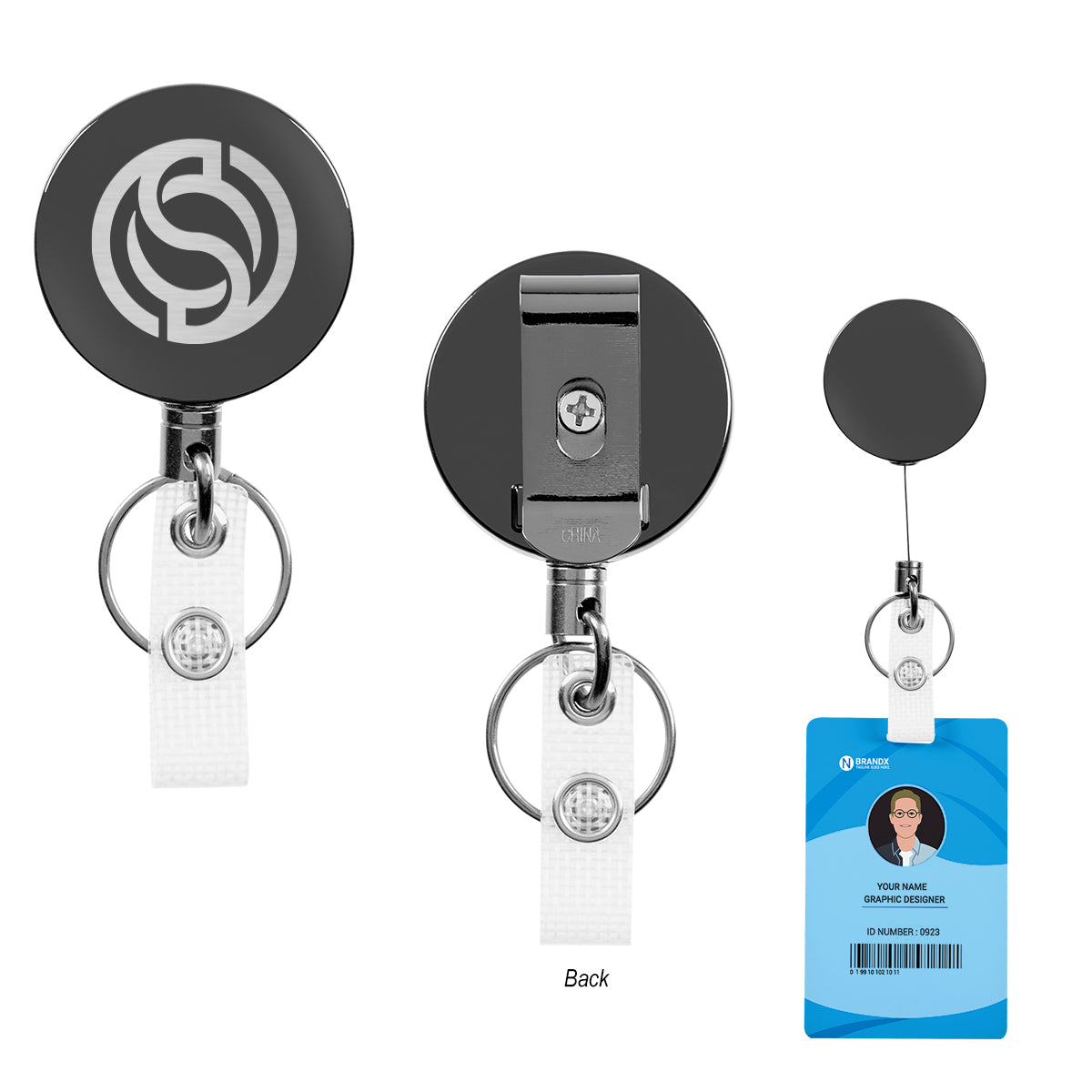 Custom logo Steel Retractable Badge Holder