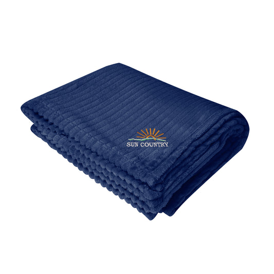 Custom logo Raleigh rPET Ribbed Flannel Blanket