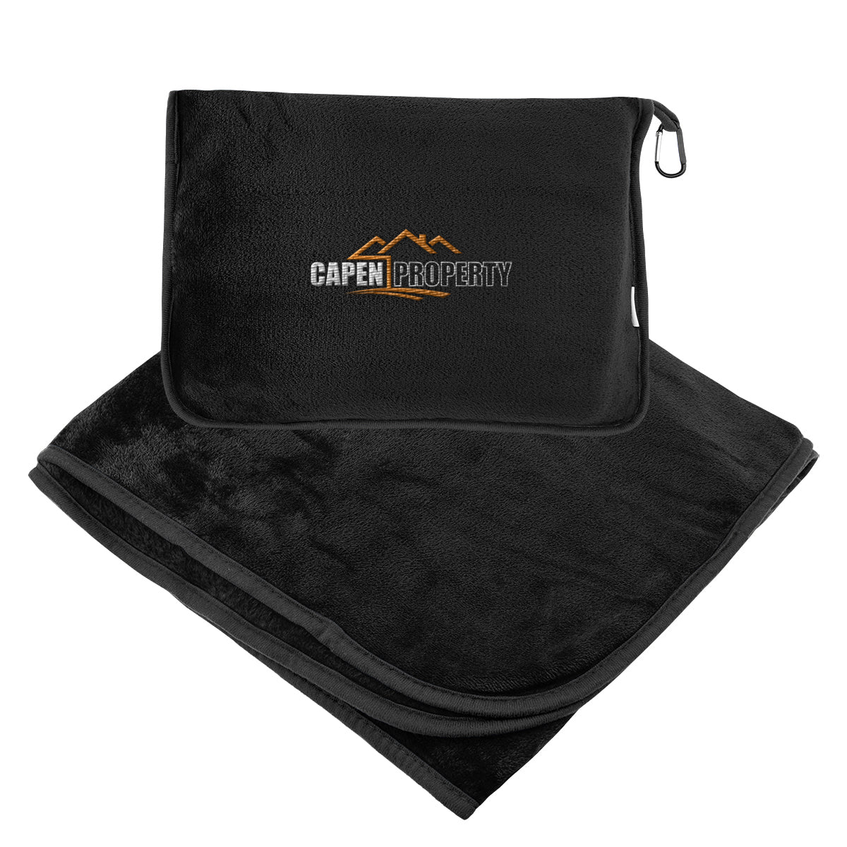 Custom logo En Route rPET Travel Blanket With Trolley Pillow Pouch