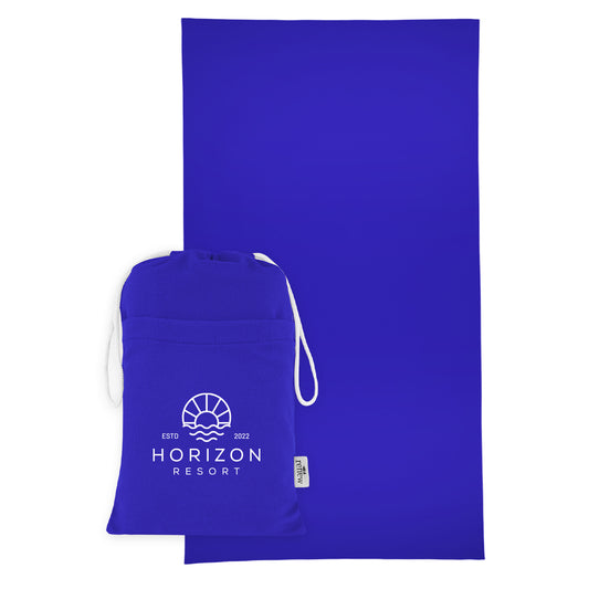Custom logo Sand-Free rPET Beach Towel With Pouch