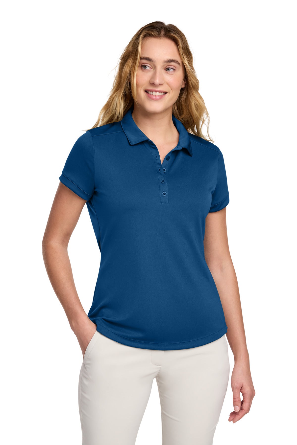 Custom logo Nike Women's Dri-FIT Players Modern Fit Polo. 811807 in Gym Blue