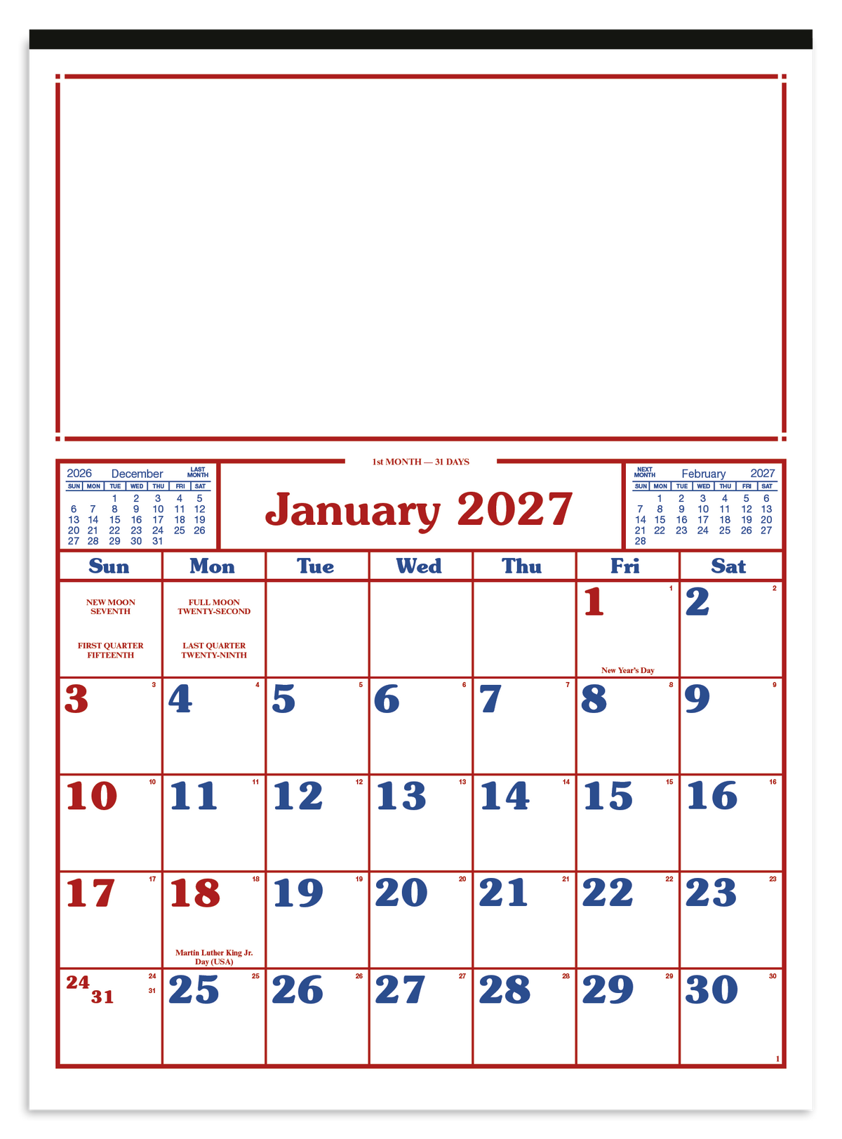 Custom logo Commercial 12-Sheet Calendar