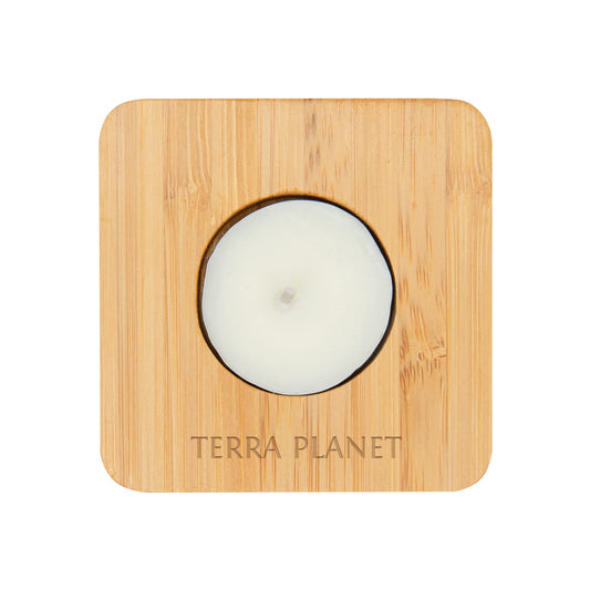 Custom logo Bamboo Tea Light Candle Holder With Candle
