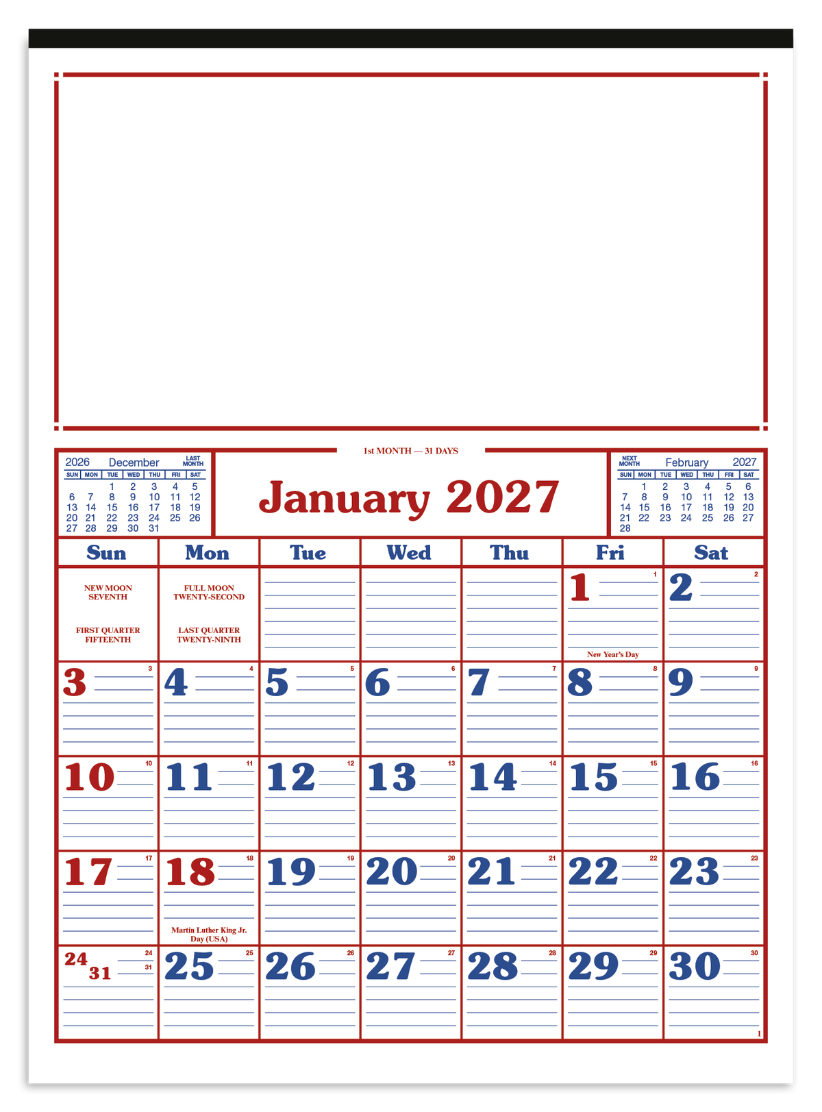 Custom logo Commercial 12-Sheet Calendar