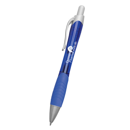 Custom logo Rio Ballpoint Pen With Contoured Rubber Grip