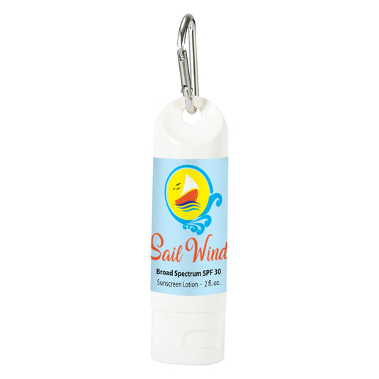Custom logo 2 Oz. SPF 30 Sunscreen Lotion Carabiner Bottle