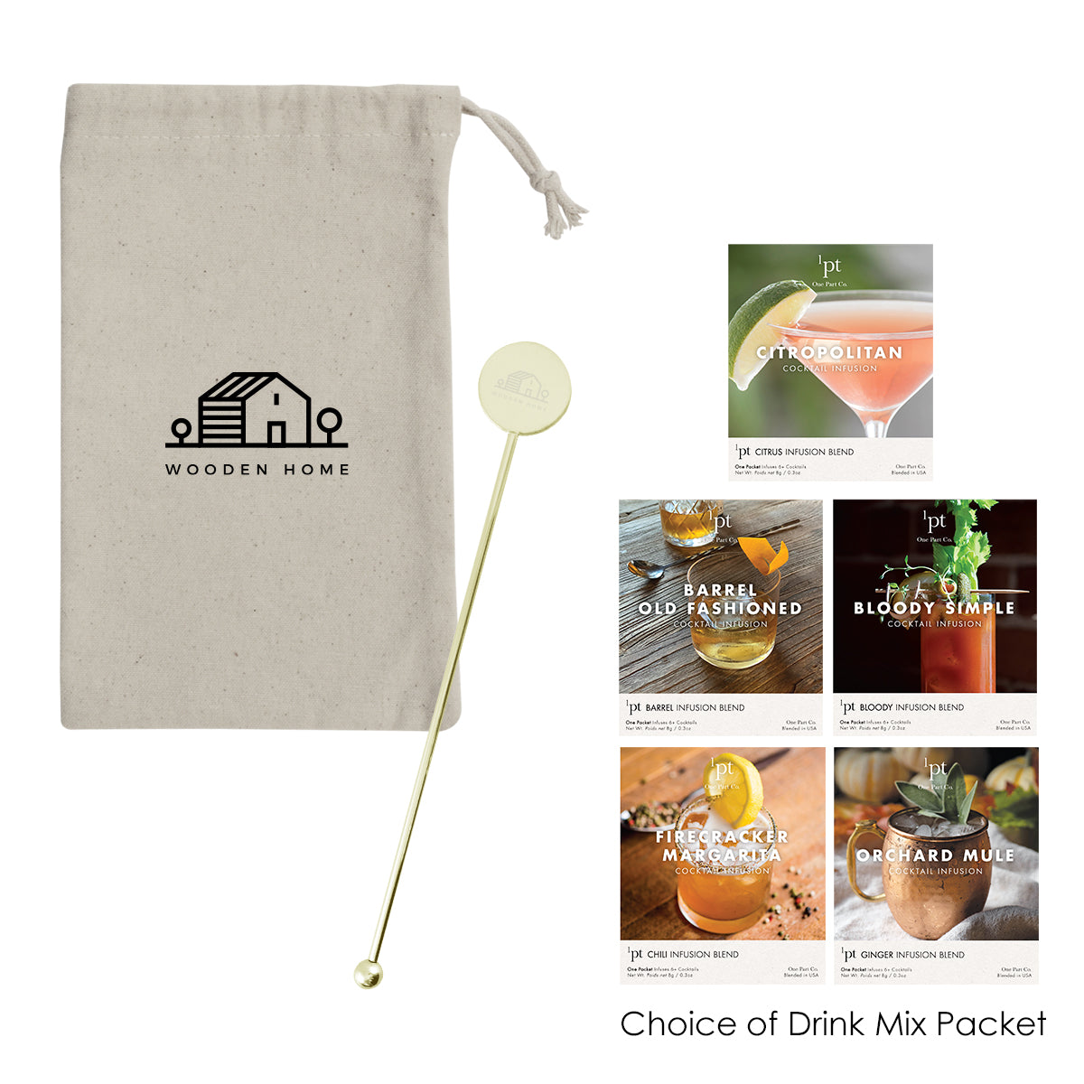 Stainless Steel Cocktail Stirrers With Cocktail Infusion Drink Packet Kit
