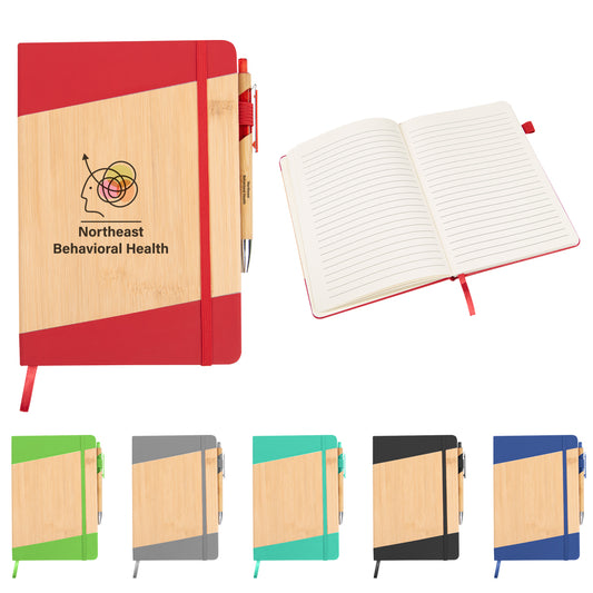Custom logo Bamboo Journal With Pen
