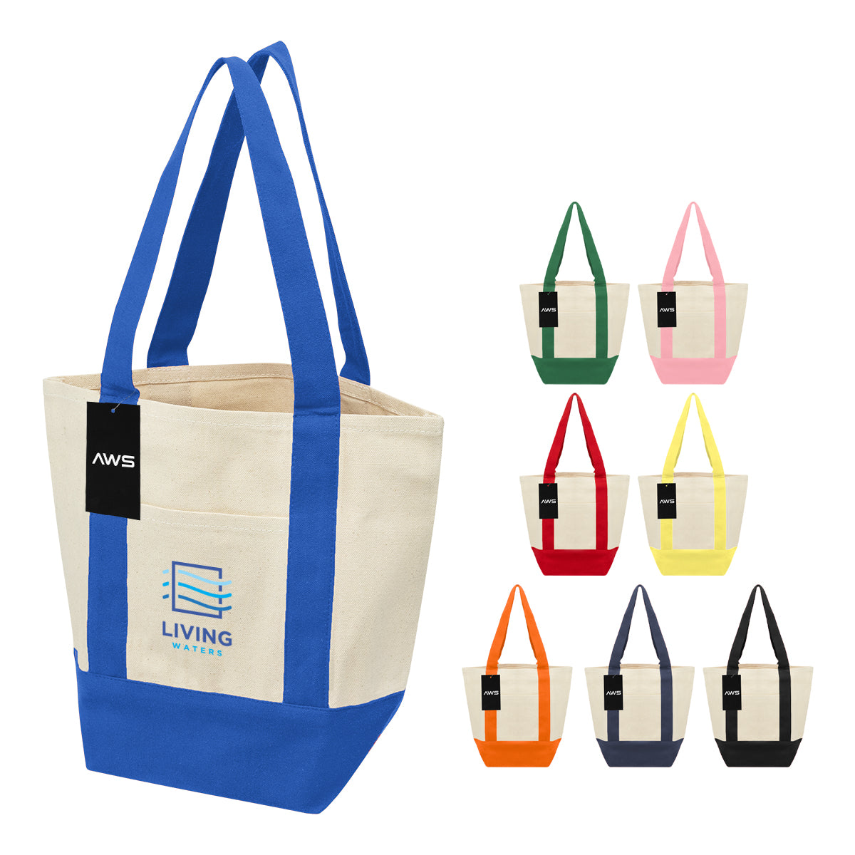 Custom logo AWS Mini Starboard 10 oz. Recycled Cotton Canvas Tote Bag