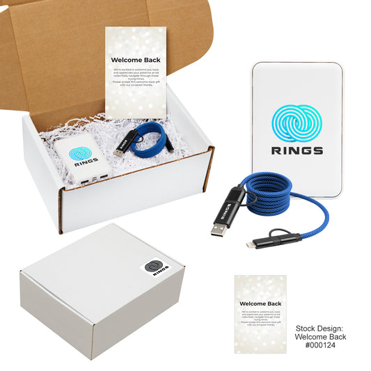 Custom logo 65W Quick Charge Cable & rPET Power Bank Gift Set