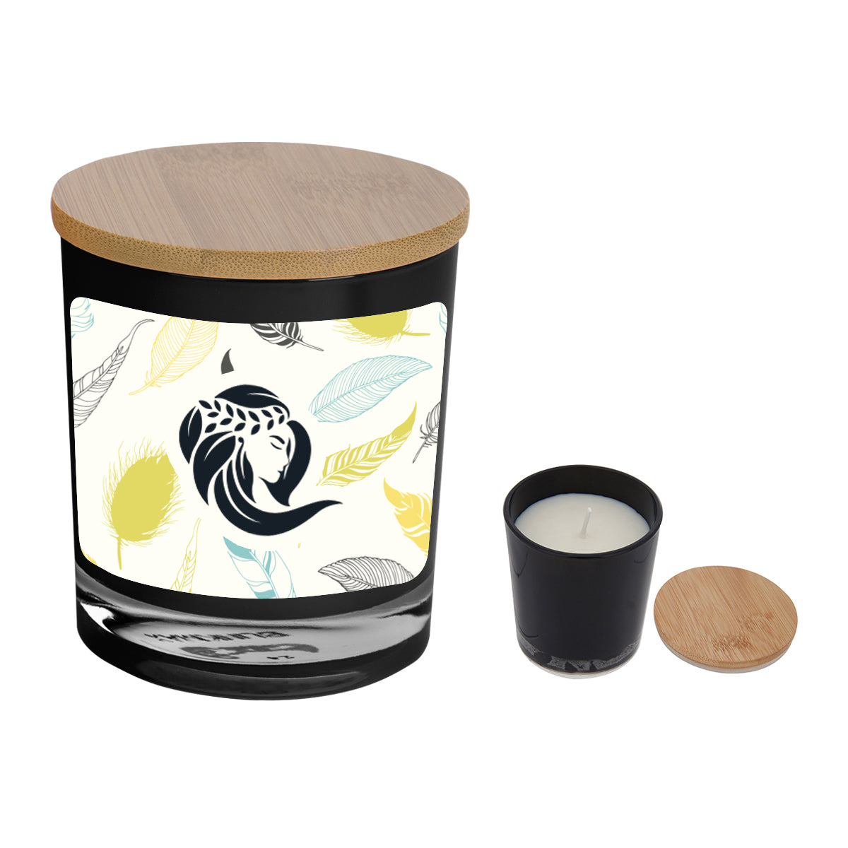 Custom logo Bamboo Soy Candle With Full Color Label