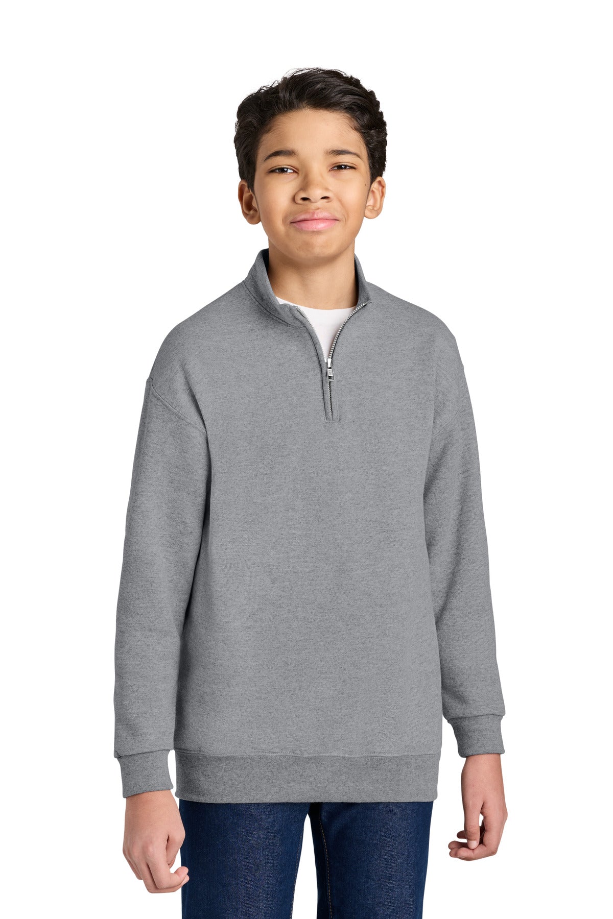 Custom logo Jerzees® Youth NuBlend® 1/4-Zip Cadet Collar Sweatshirt 995Y in Oxford