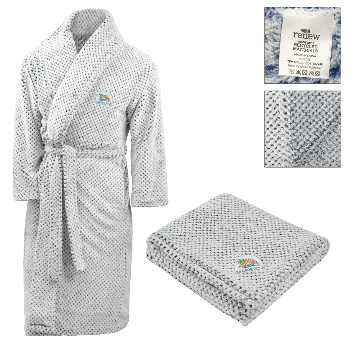 Custom logo Dream Weaver rPET Blanket & Robe Kit