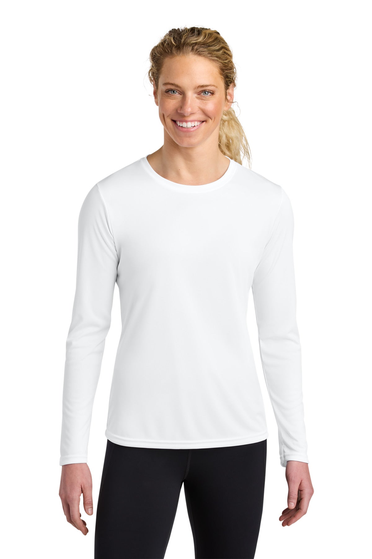 Custom logo A4 Women's Cooling Performance Long Sleeve Tee A4NW3002 in White