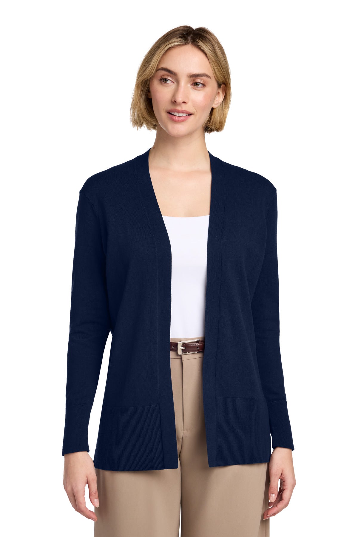 Custom logo Brooks Brothers® Women's Cotton Stretch Long Cardigan Sweater BB18403 in Navy Blazer