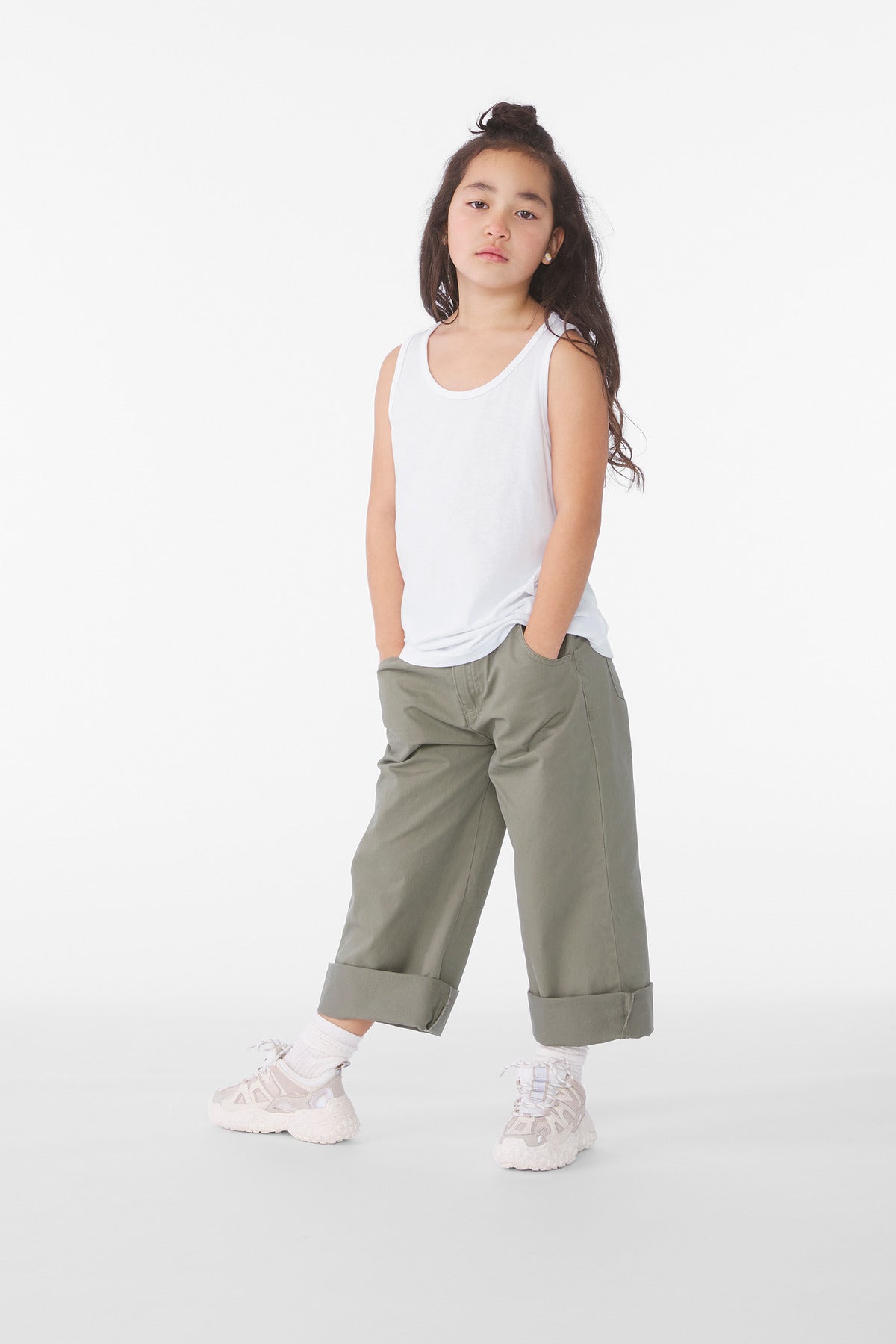 Custom logo BELLA+CANVAS® Youth Heather CVC Tank BC3480YCVC in Solid White Blend