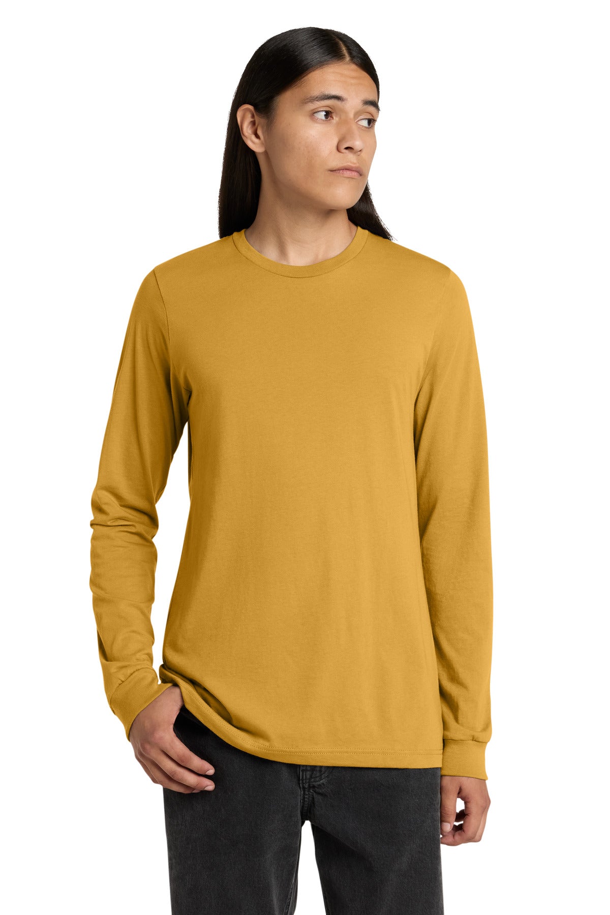 Custom logo BELLA+CANVAS ® Unisex Jersey Long Sleeve Tee. BC3501 in Mustard