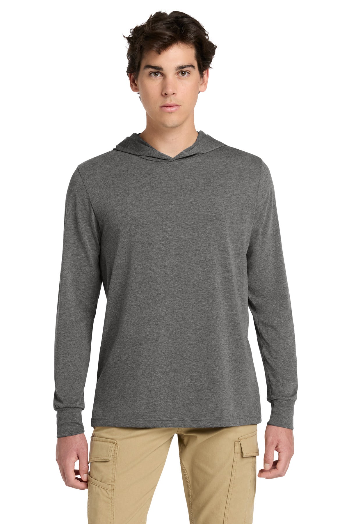 Custom logo BELLA+CANVAS ® Unisex Jersey Long Sleeve Hoodie. BC3512 in Grey Triblend