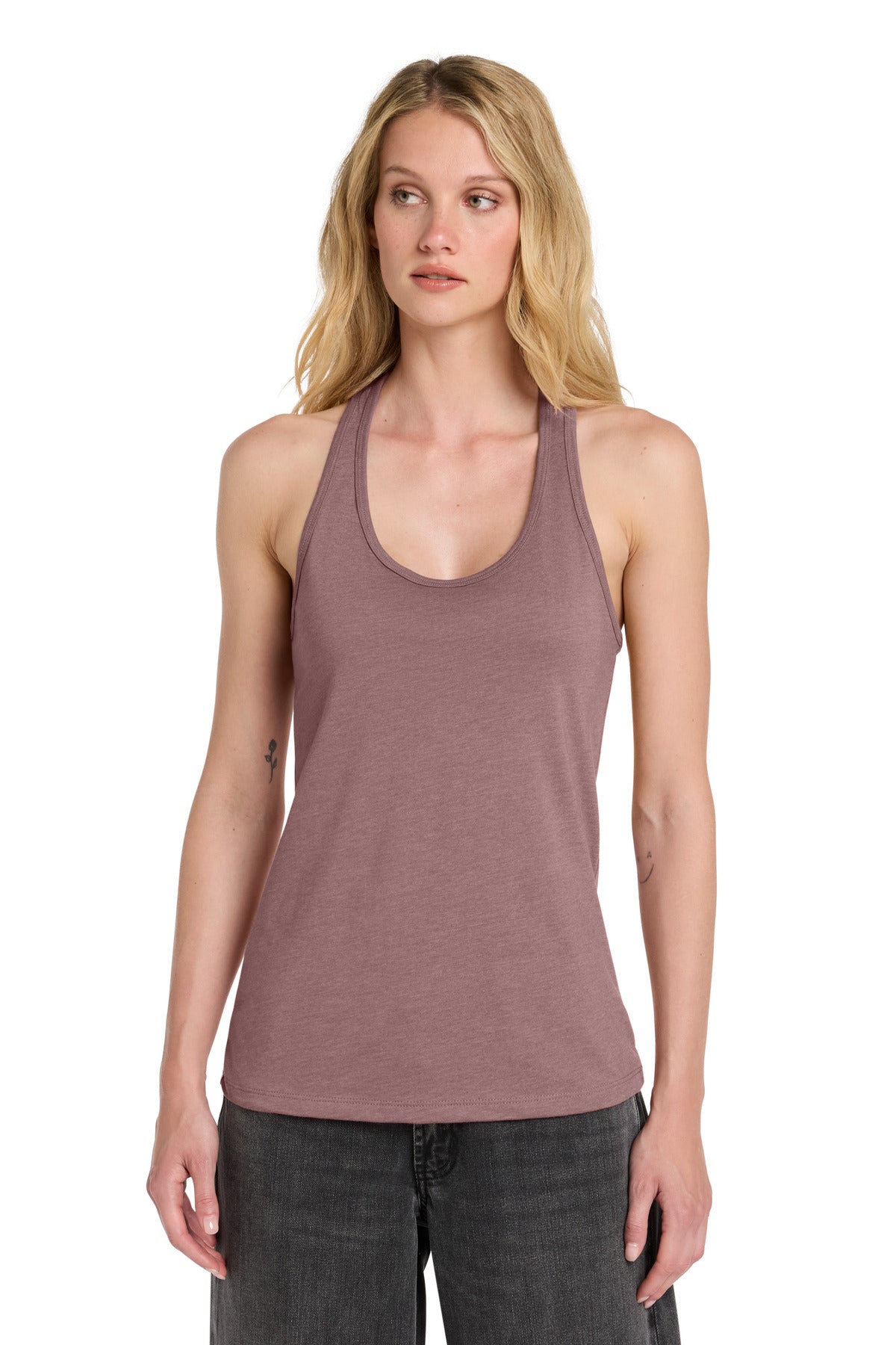 Custom logo BELLA+CANVAS ® Women's Jersey Racerback Tank. BC6008 in Heather Mauve