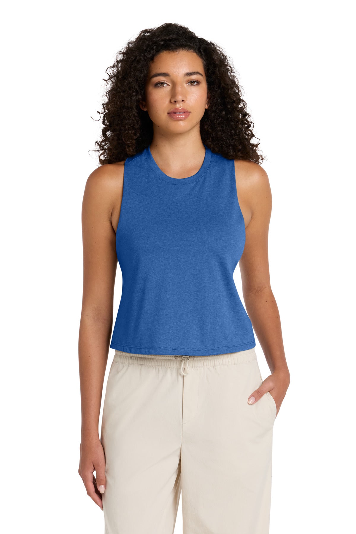 Custom logo BELLA+CANVAS ® Women's Racerback Cropped Tank. BC6682 in Heather True Royal