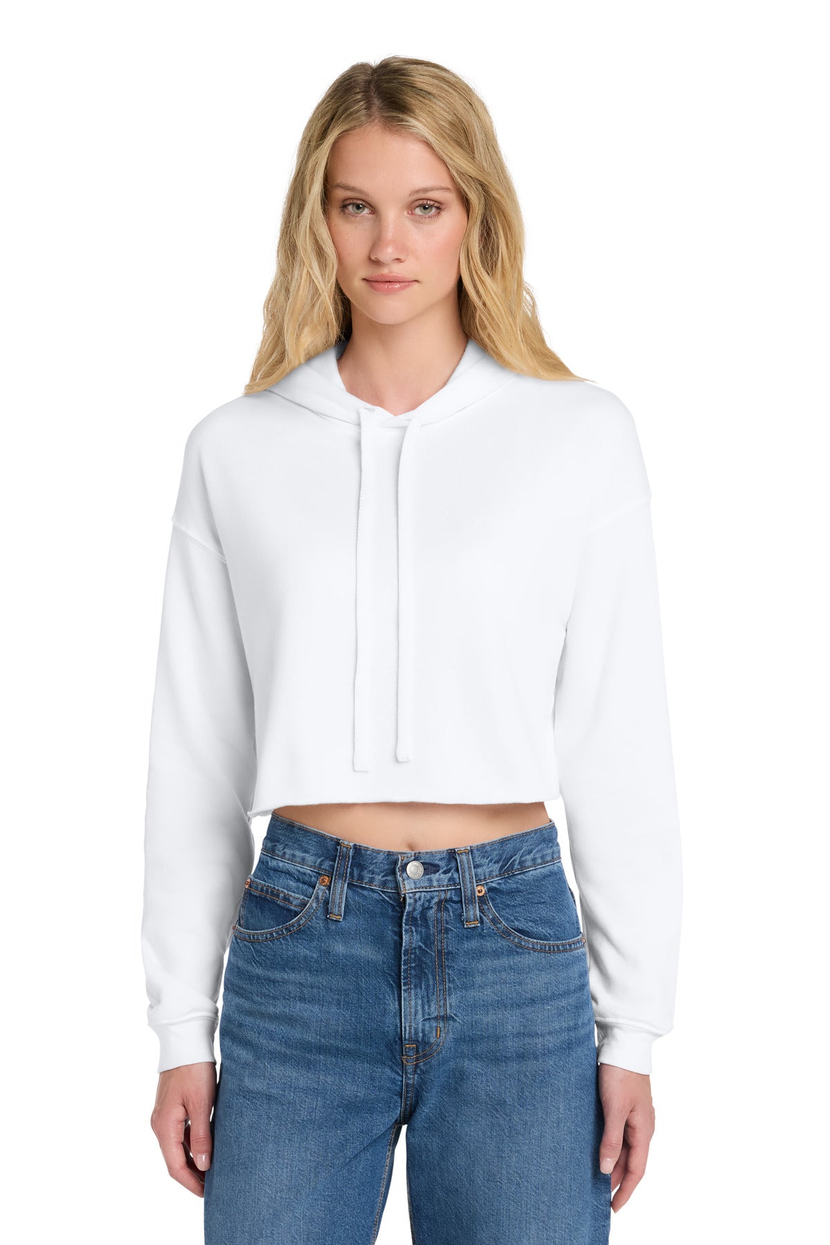 Custom logo BELLA+CANVAS ® Women's Sponge Fleece Cropped Fleece Hoodie. BC7502 in White
