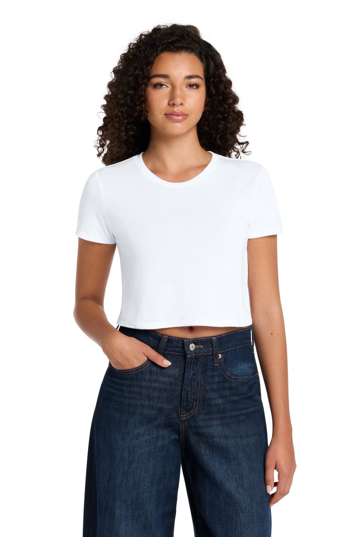 Custom logo BELLA+CANVAS® Women's Flowy Cropped Tee BC8882 in White