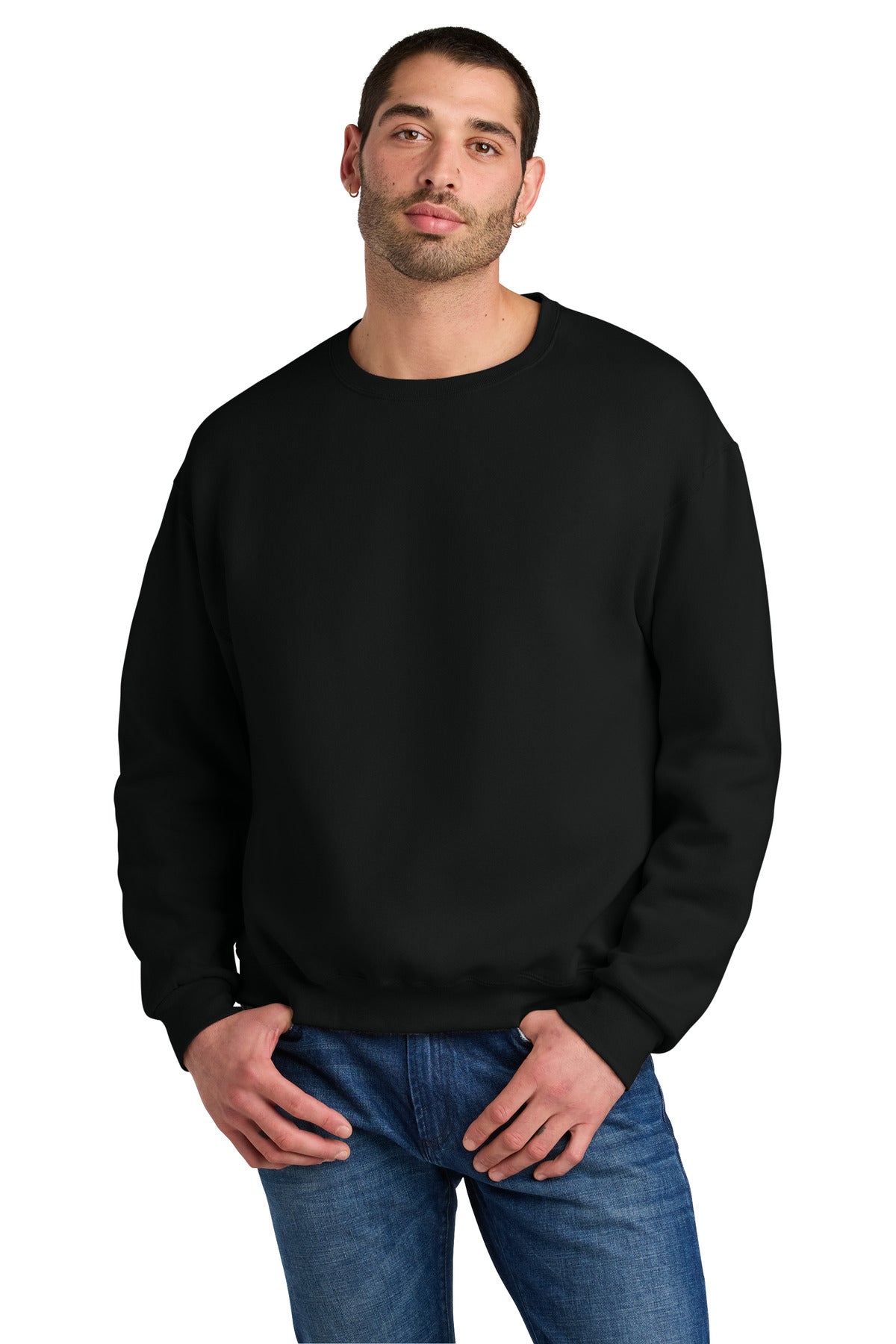 Custom logo Jerzees Rugged® Unisex Crewneck Sweatshirt C12M in Black Ink