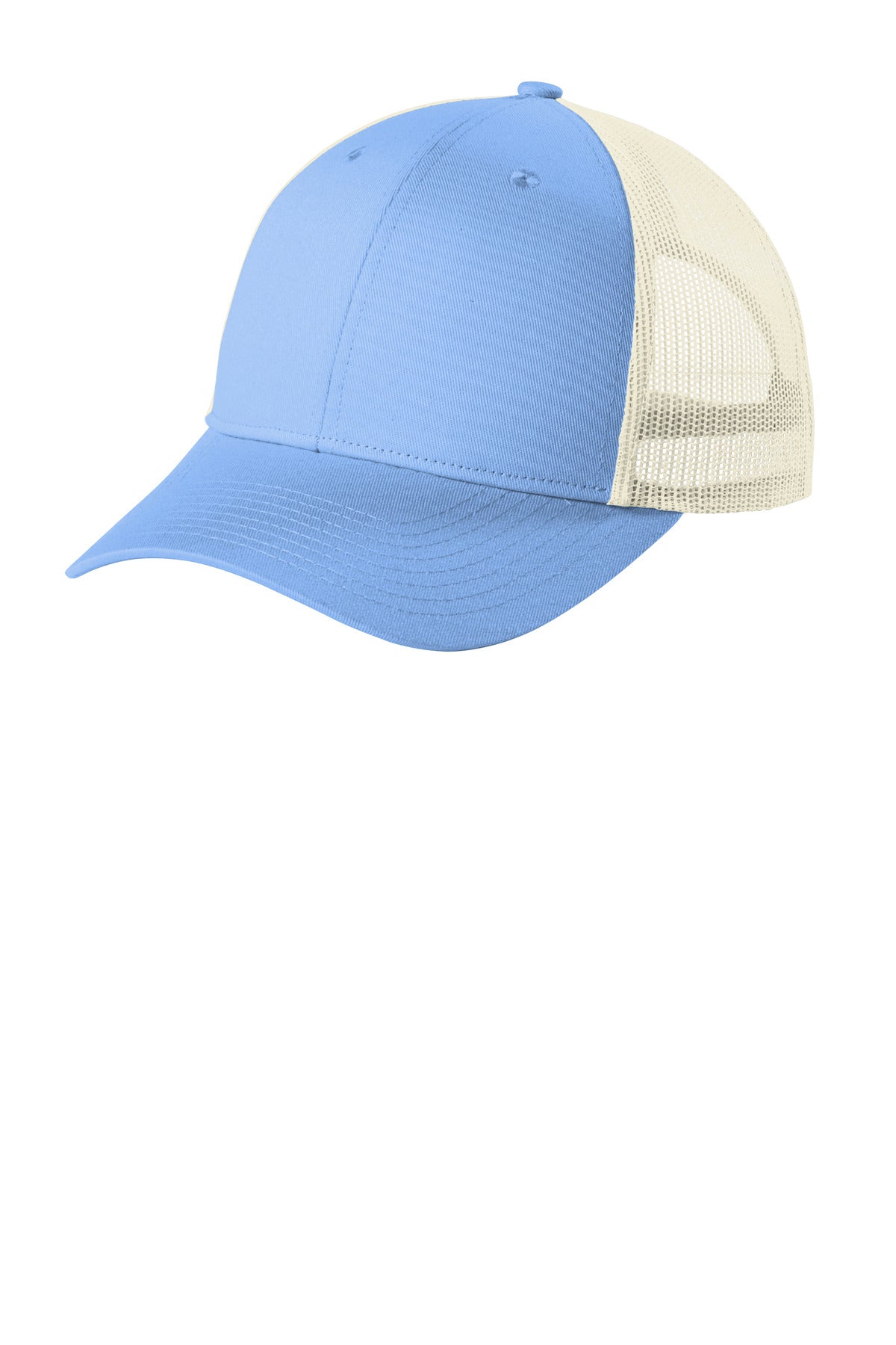 Custom logo Port Authority ® Low-Profile Snapback Trucker Cap C402LP in Carolina Blue/ Ecru