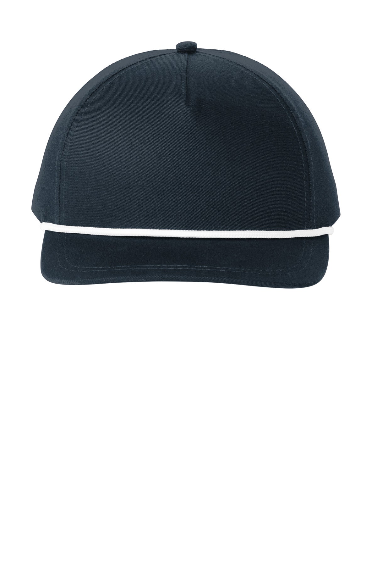 Custom logo Port Authority® Snapback Five-Panel Rope Cap C962 in Navy/ White