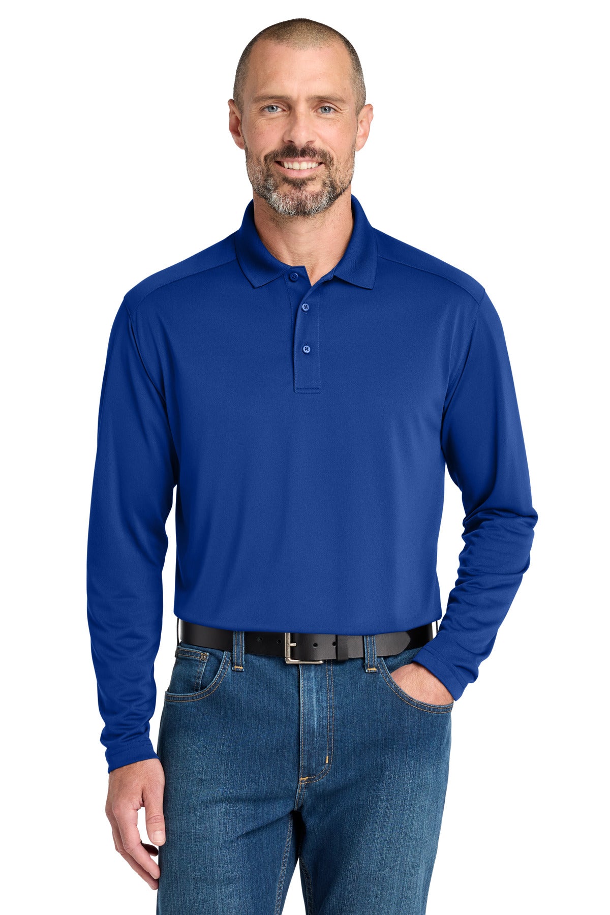 Custom logo CornerStone® Select Lightweight Snag-Proof Long Sleeve Polo CS418LS in Royal