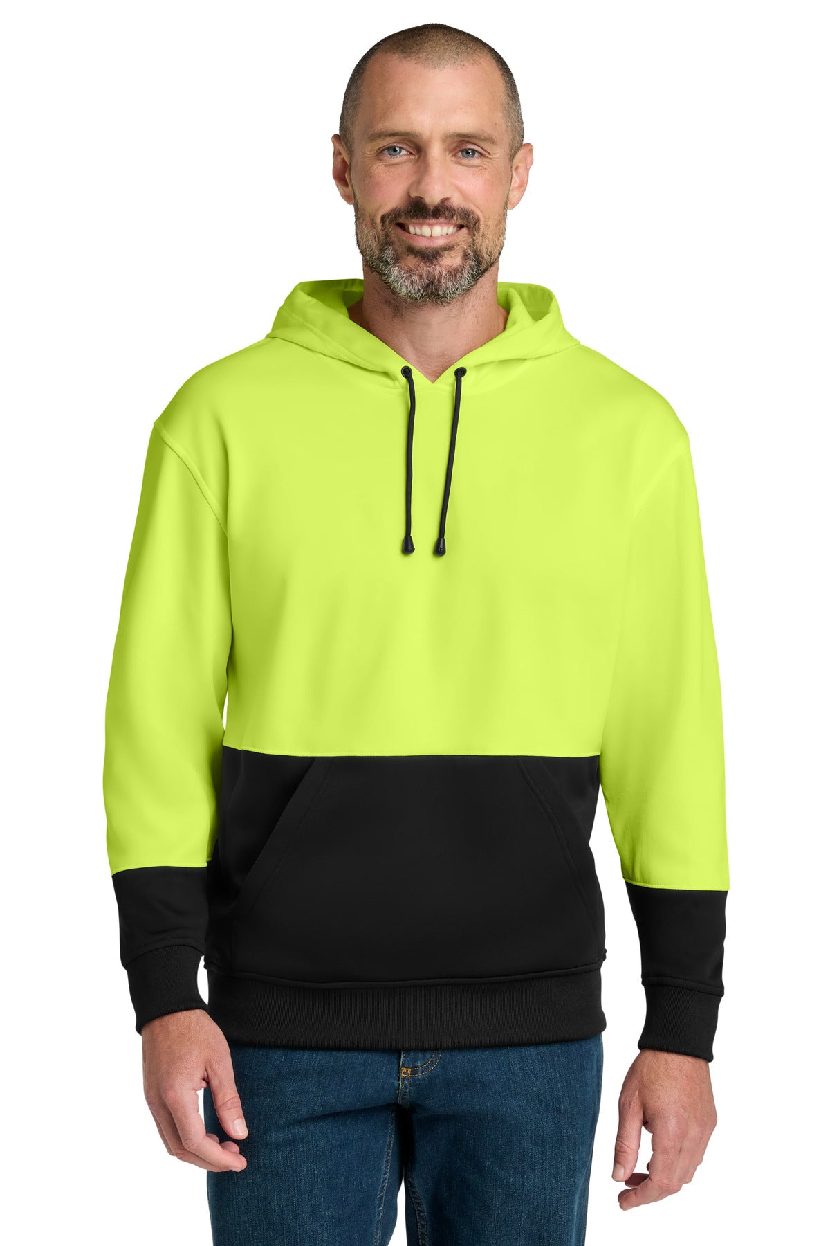 Custom logo CornerStone® Enhanced Visibility Fleece Pullover Hoodie CSF01 in Safety Yellow
