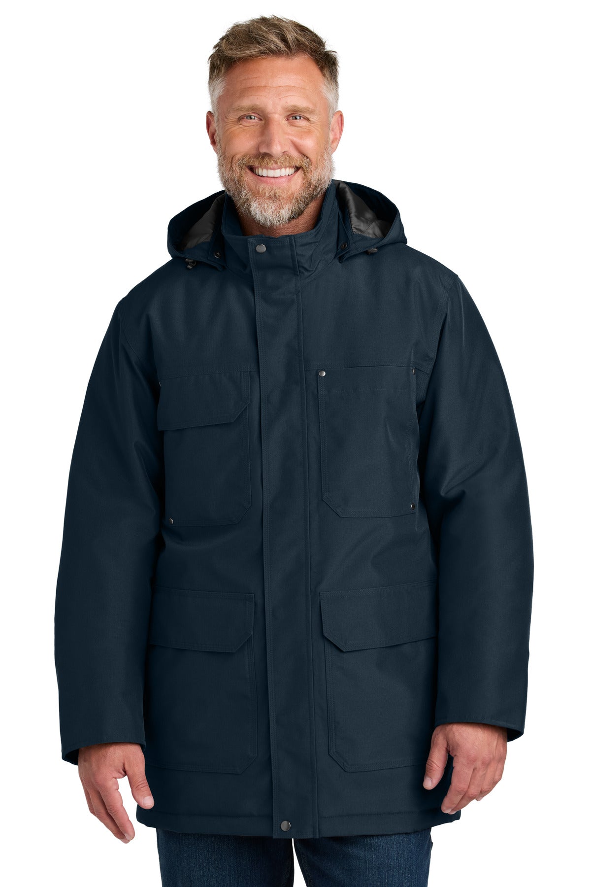 Custom logo CornerStone® Elements Insulated Parka CSJ10 in Navy
