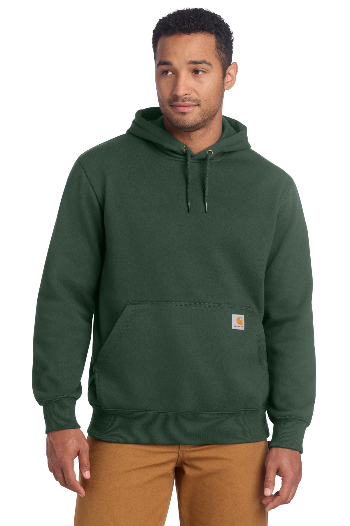 Custom logo Carhartt ® Rain Defender ® Paxton Heavyweight Hooded Sweatshirt. CT100615 in Forestry Green