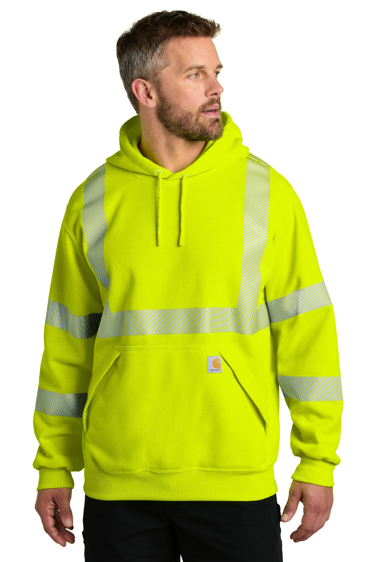 Custom logo Carhartt® ANSI 107 Class 3 Hooded Sweatshirt CT104987 in Brite Lime