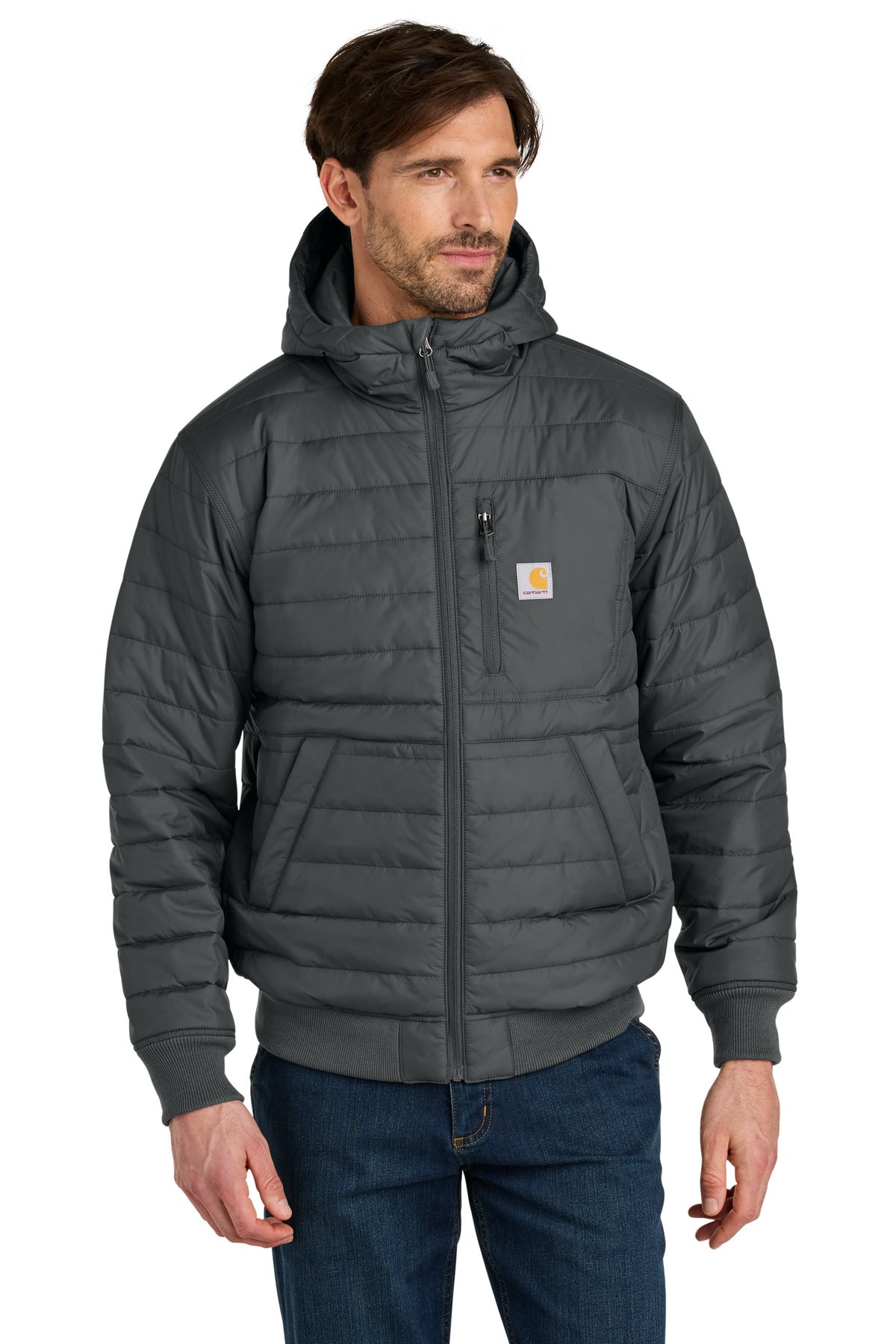 Custom logo Carhartt® Gilliam Insulated Hooded Jacket CT106543 in Shadow Grey