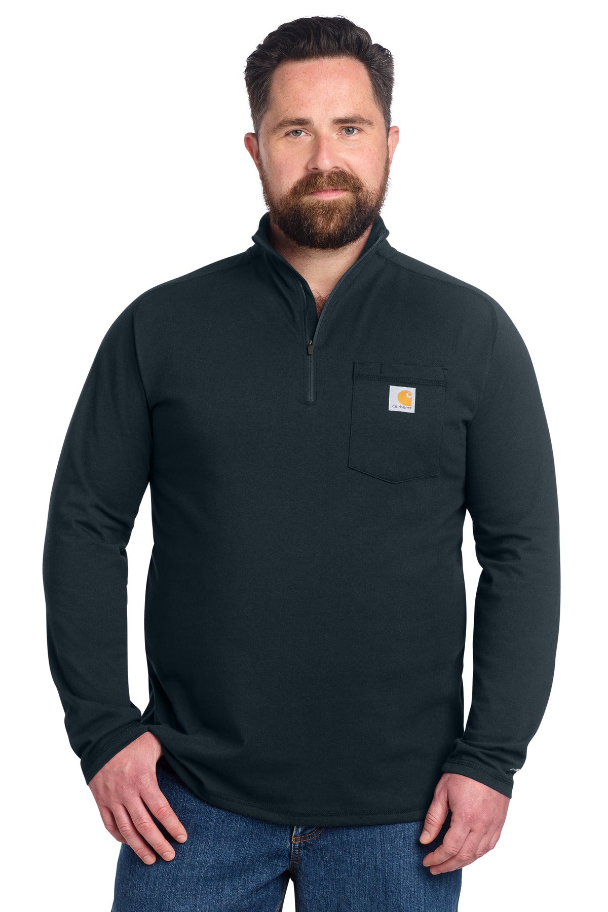 Custom logo Carhartt Force® 1/4-Zip Long Sleeve T-Shirt CT106660 in Navy