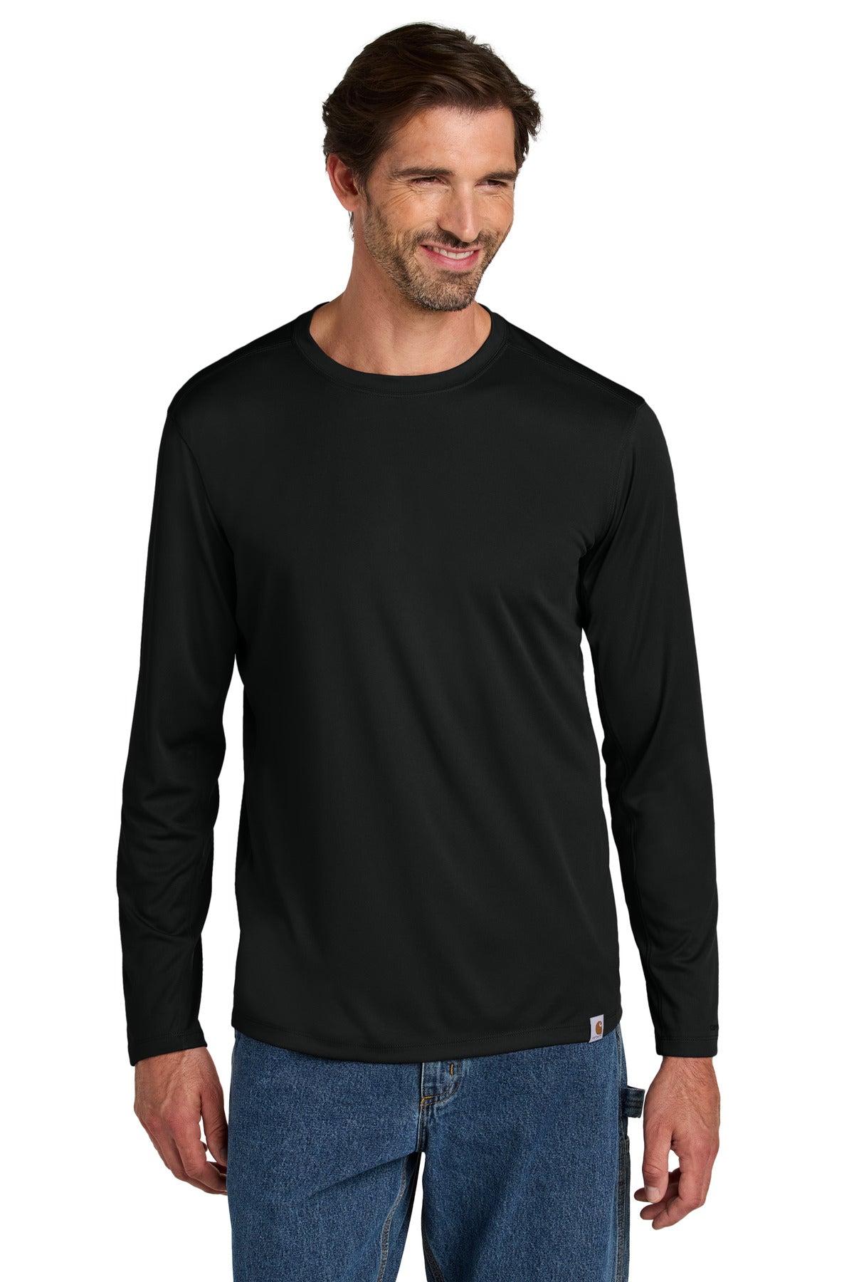 Custom logo Carhartt Force® Sun Defender™ Long Sleeve T-Shirt CT106972 in Black