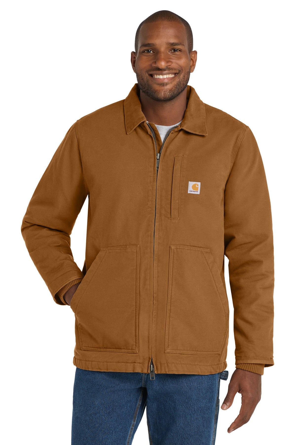 Custom logo Carhartt® Tall Sherpa-Lined Coat CTT104293 in Carhartt Brown
