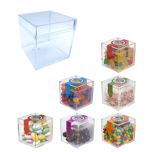 Custom logo Cube Shaped Acrylic Container With Candy