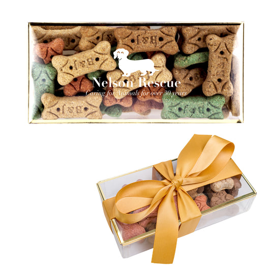 Custom logo Dog Bones in a Gold Rimmed Box
